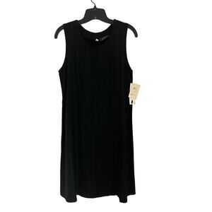 NWT 100% Linen Black Sleeveless Dress S Minimalist Cottagecore Tie Back Capsule